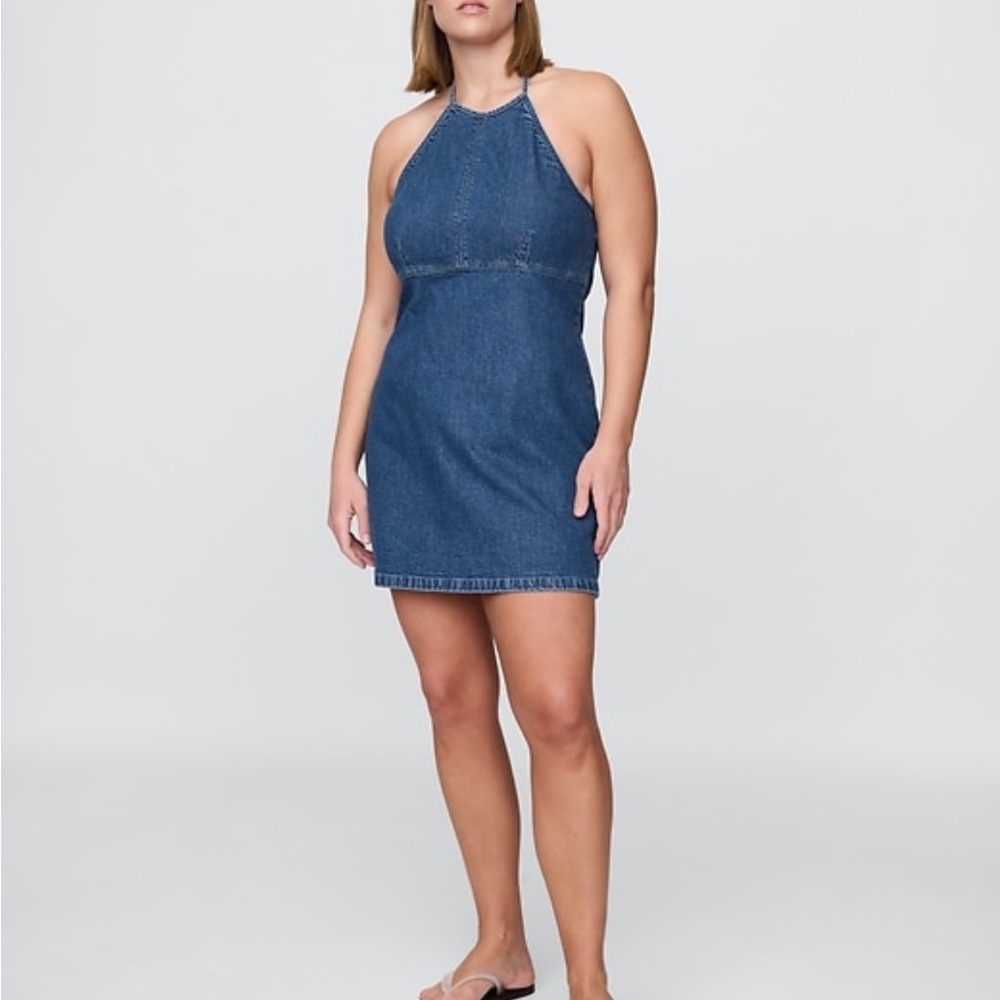 Denim Halter Mini Dress